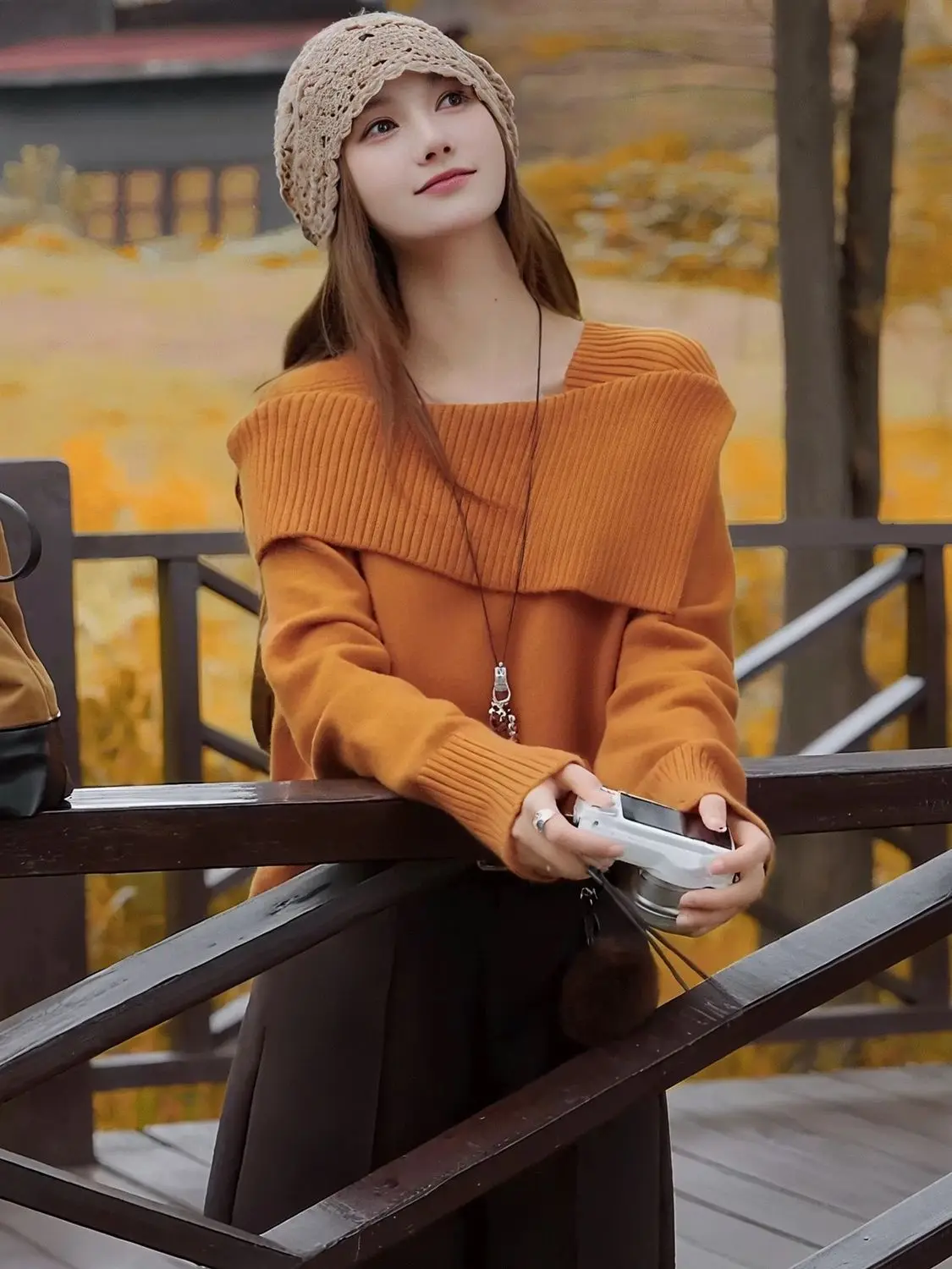 سترة نسائية محبوكة فريدة من نوعها بتصميم كوري غير متماثل للخريف والشتاء، مادة عالية الجودة، رفيعة وعادية #3