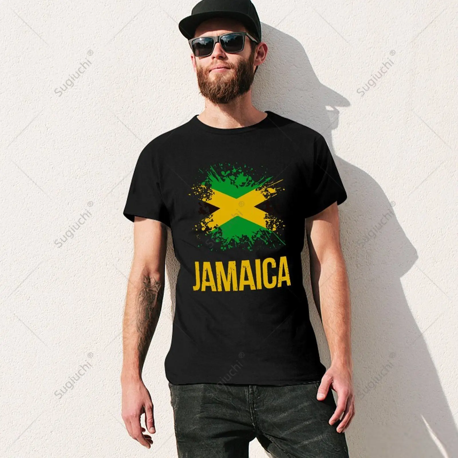 Unisex Men Jamaica Retro Vintage Watercolors Sport Jamaican Flag Tshirt Tees T Shirts Women Boys 100% Cotton T-Shirt