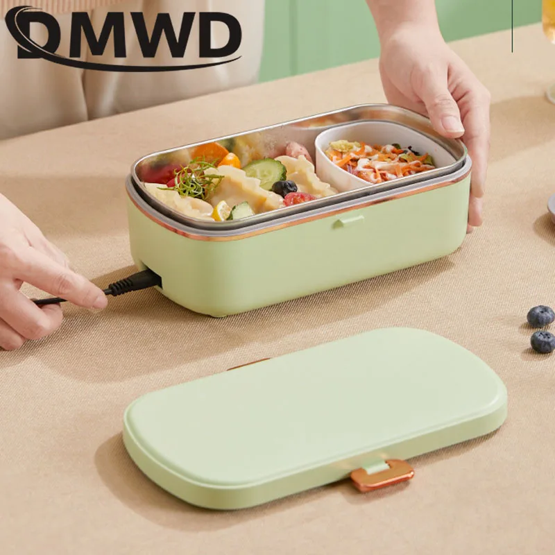 110V Thermal Electric Heating Lunch Box Water Free Student Meals Bento Office Portable Stainless Steel Food Warmer Container Bag