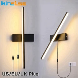 Modern Mirror LED Wall Lamp With EU/US Plug Cord Rotatable Bedside Sconce Vanity Bedroom Living Room Wall Light Fixture 110/220V