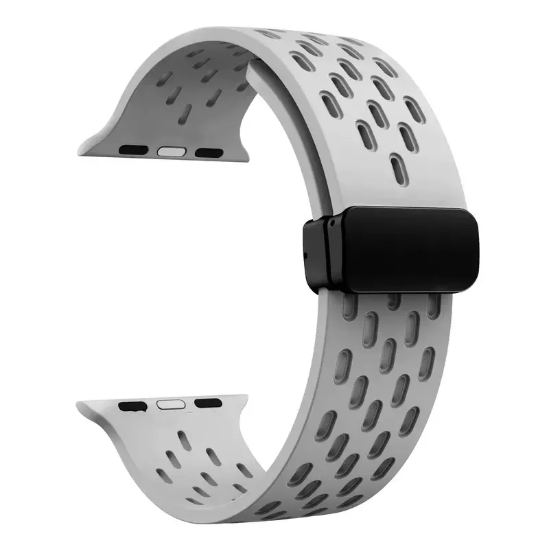 Cavernous Correa de silicona con hebilla magnética para Apple Watch Band Series Correa transpirable con cierre magnético plegable