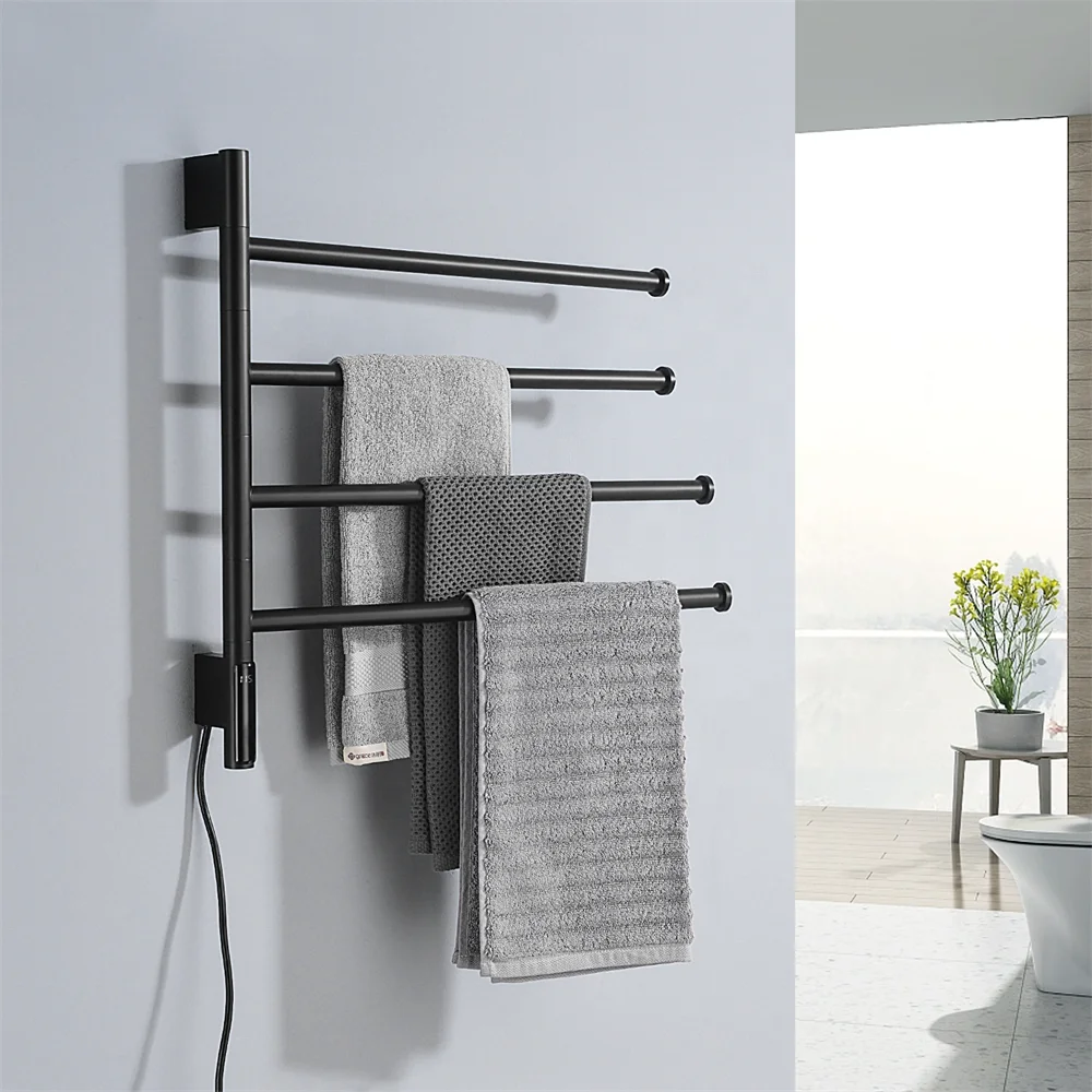 

Wall-Mounted Smart Electric Heated Towel Rack Rotatable Electric Towel Rail With Swing Heated Towel Feature for Bathroom