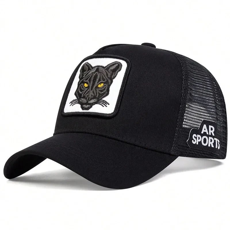 Unisex Cat Embroidery Baseball Net Caps Spring Summer Outdoor Regulowane czapki z filtrem przeciwsłonecznym