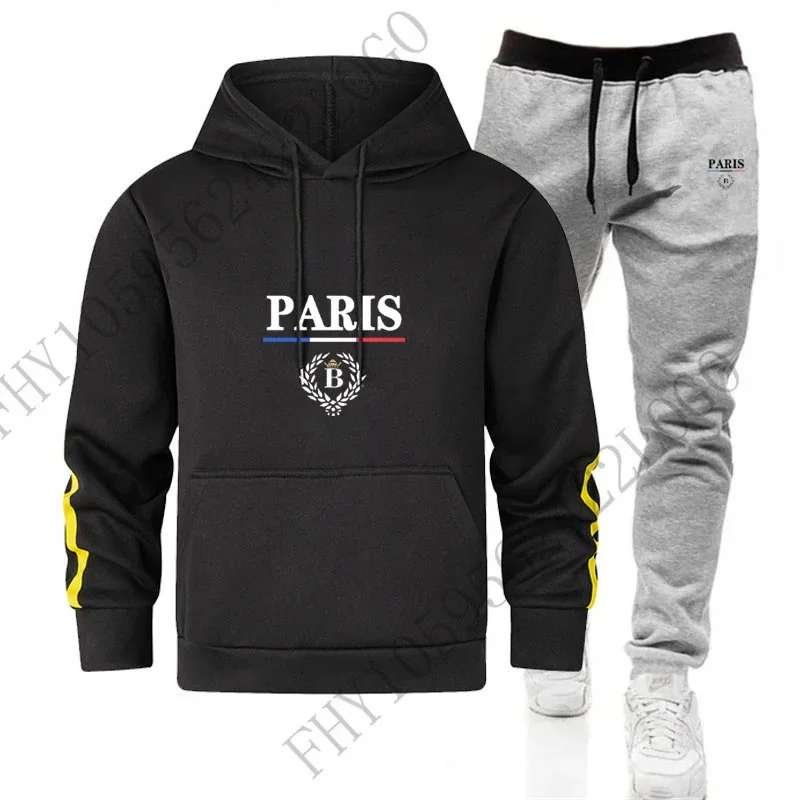 2024 fashion autumn/winter new men\'s suit, leisure jogging sports hoodie + leisure fitness sports pants 2-piece set