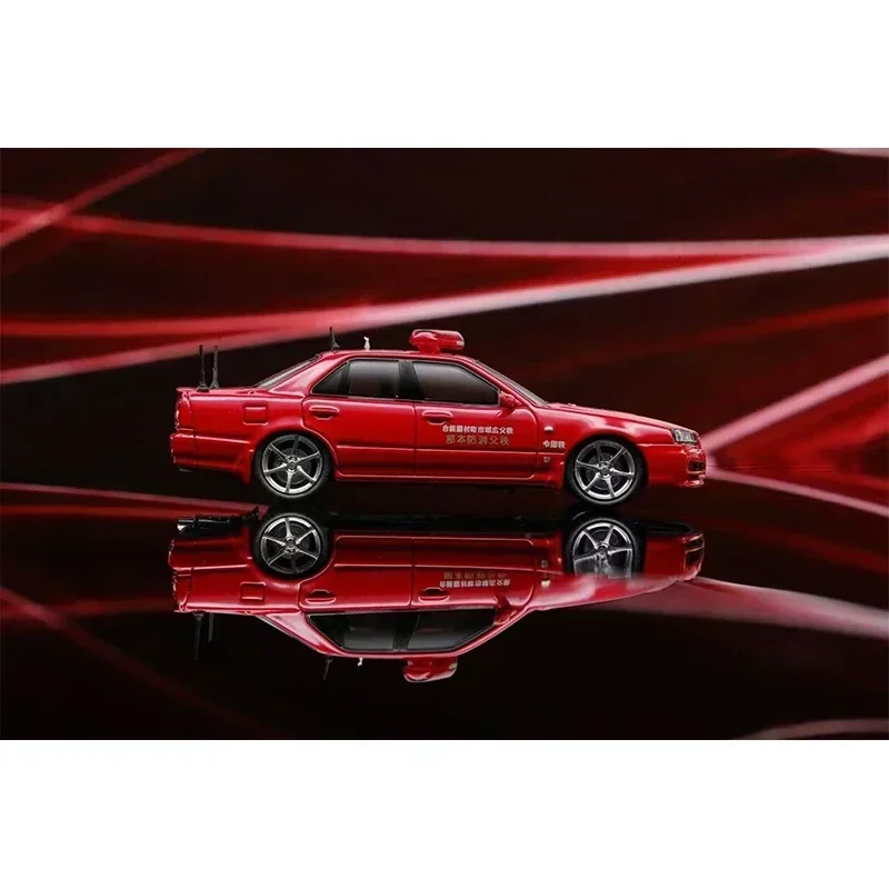 

Mortal In Stock 1:64 Skyline ER34 25GT Turbo Red Fire Engine Diecast Diorama Car Model Collection Miniature Toys