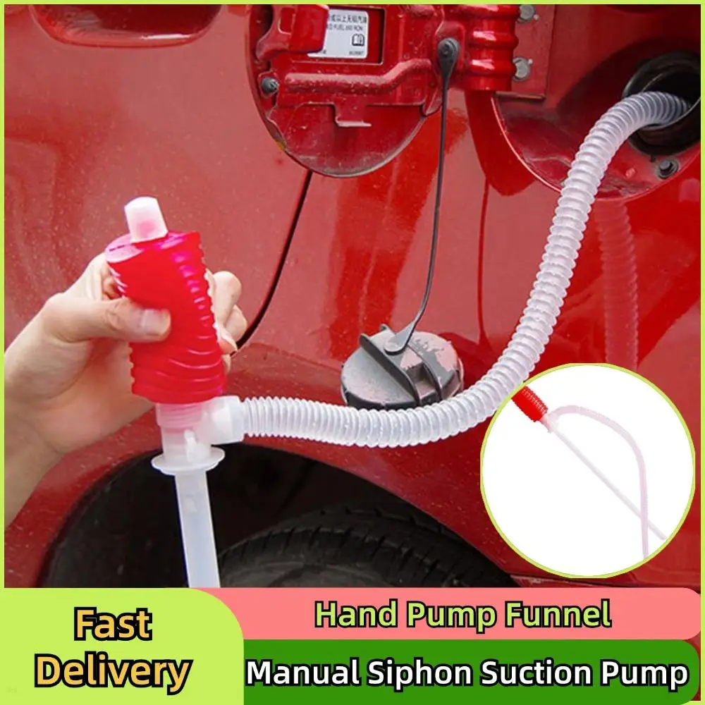 Manual Siphon Suction Pump Water Chemical Liquid Pump Portable Car Truck Fuel Syphon Oil transfer Hand Pump funnel Dropshipping