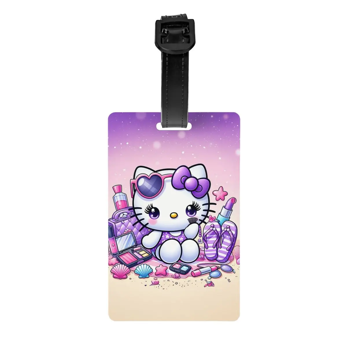 

Cute Cartoon Cat Hello Kitty Luggage Tag for Suitcases Privacy Cover Name ID Card