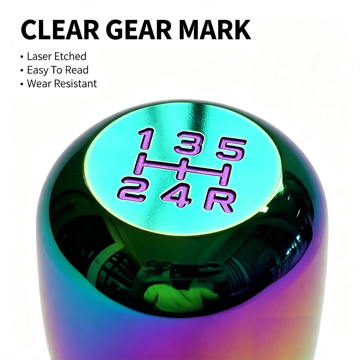 Universal Rainbow Alloy Gear Shift Knob - Burnt Blue Chameleon Shifter Lever for Manual/Auto Car, Ergonomic Anti-Slip