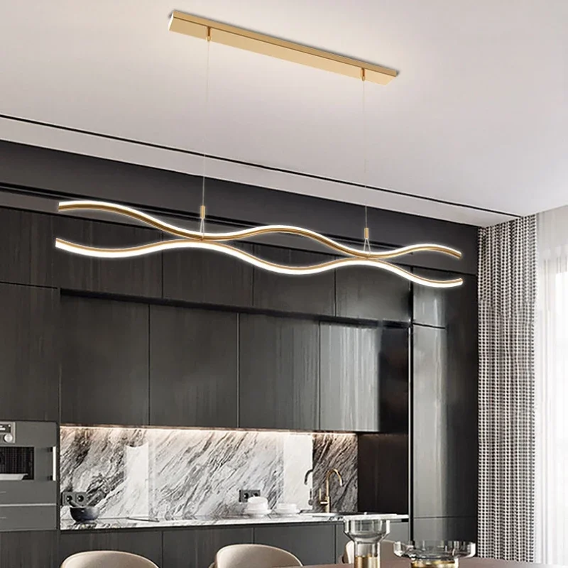 Linea di alluminio semplici lampade a LED lampadario ristorante moderno con elegante lampada a sospensione da tavolo da pranzo per famiglie