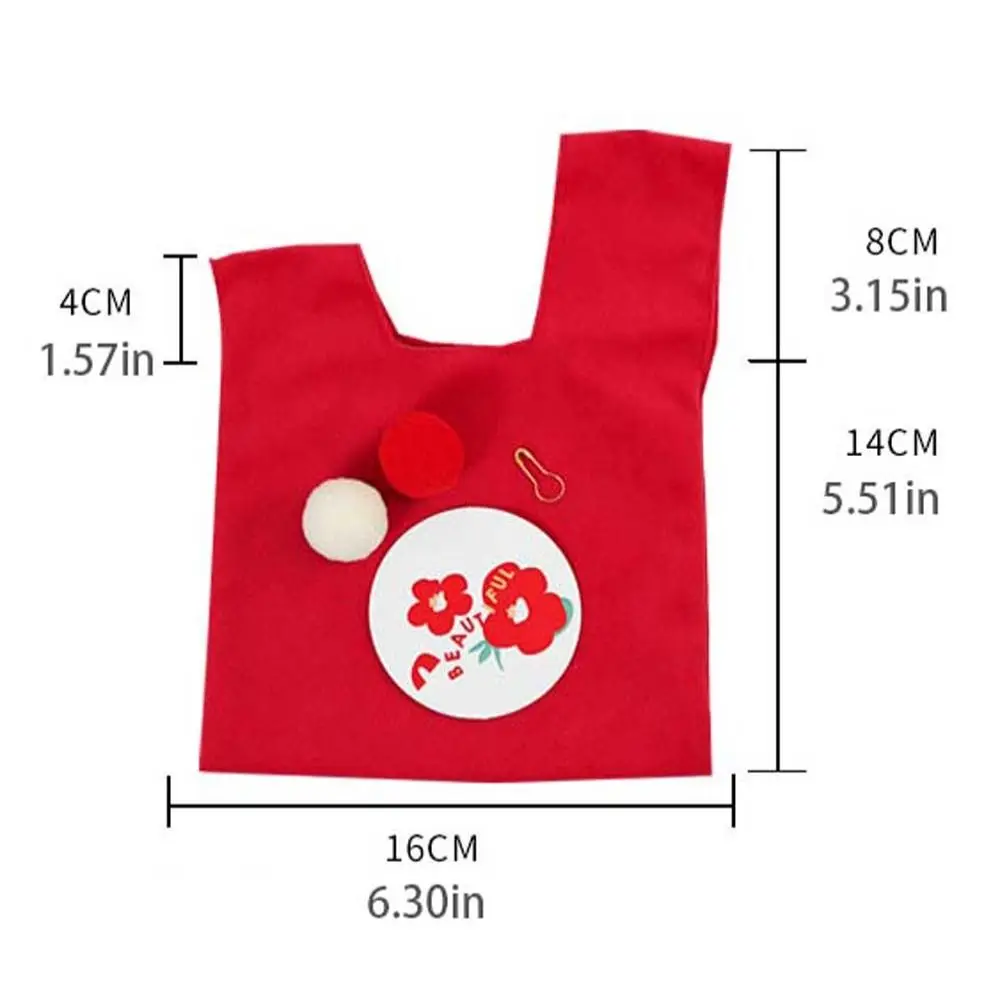 Ins Velvet Knot Handbag Plush Ball Wrist Bag Korean Festive Sugar Bag Tote Bag Vest Shape Large Capacity Wedding Candy Bag