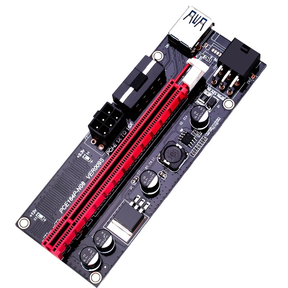 

Адаптер PCIE 1–6 PCI Express VER009S Riser Card Слот PCI-E 4X–6X USB 3.0 Riser SATA–6Pin Power For Miner Mining-POS