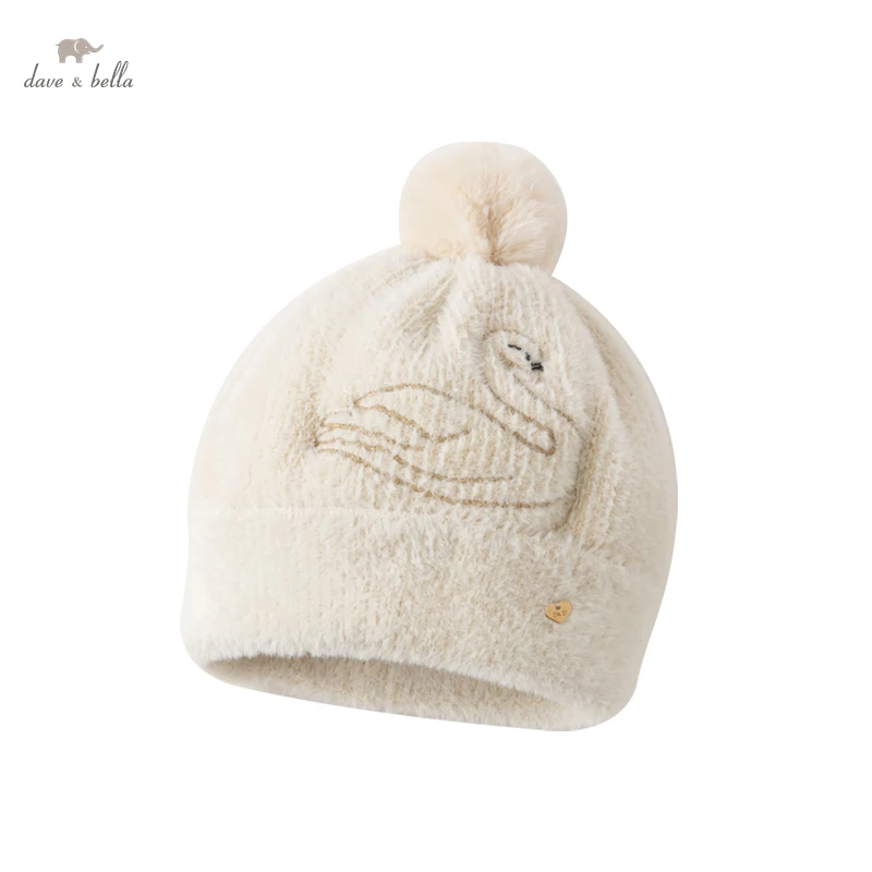 Dave Bella baby knitted hat Infant soft Cap  Winter Warm Hat Kids Girl Soild Bonnet DB4224276