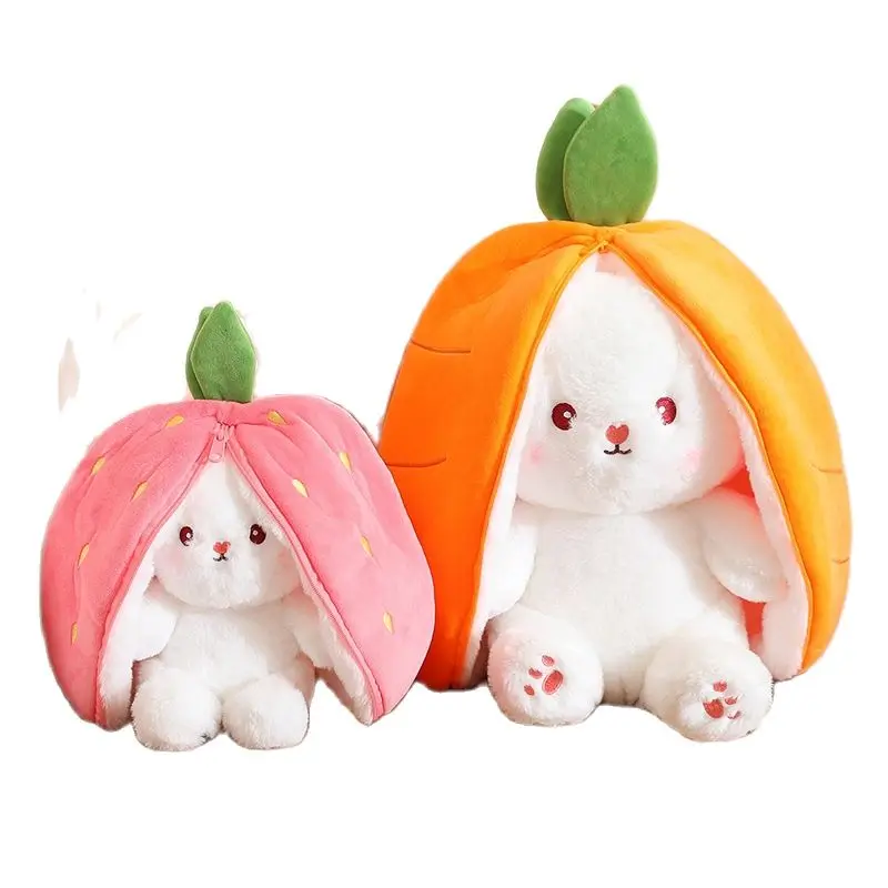 

New Cute Transformation Rabbit Pig Small Fruit Strawberry Carrot Plush Doll Toy Children Comfort Sleeping Girls irthday gift