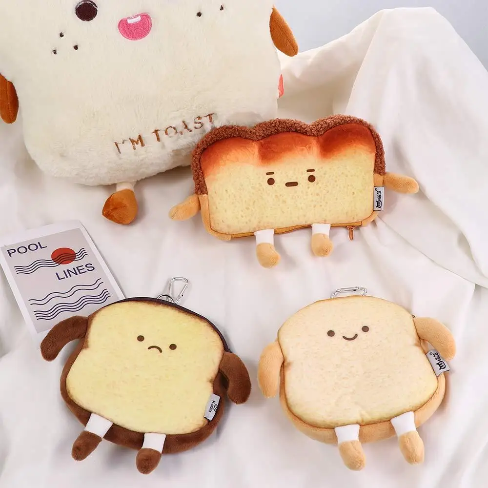 Storage Bag Bag Pendant Student Bag Cosmetic Bag Card Bag Girl Shoulder Bag Flush Wallet Bread keychain Bag Toast Coin Purse