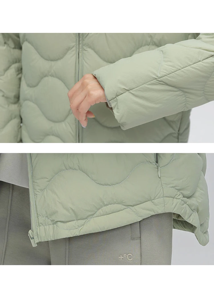 Winter Women 90% Down Jacket Collarless Quilted Fabric Coat Lightweight Loose Parkas  High Quality Gift