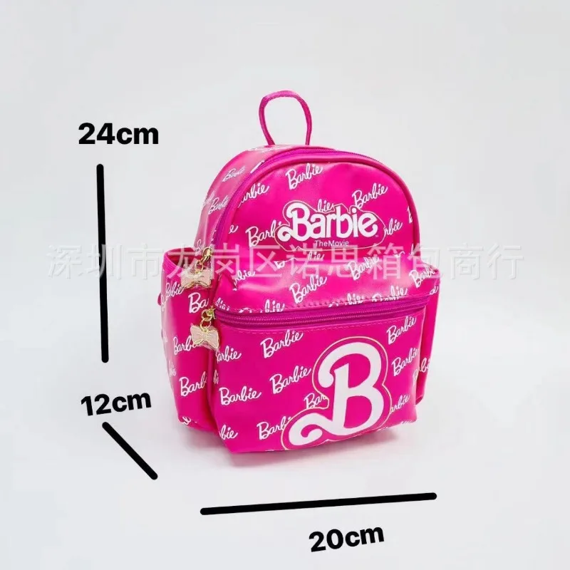 Cartoon New Barbie PU Casual Backpack Kawaii Cute Children Large Capacity Schoolbag Girls Travel Portable Tote Bag Birthday Gift