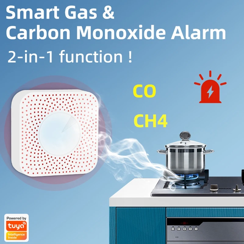 Tuya Smart Zigbee Natural Gasandcarbon Monoxide Sensor Valve Linkage Methane Leakage Alarm Home Smart Life App