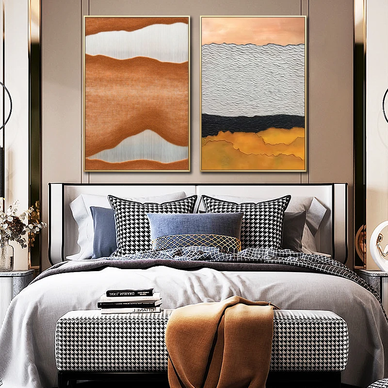 

3Pcs/Set Abstract Black Gray Orange Canvas Poster Art Wall, Picture Wall Decoration, Modern Living Room and Room Home Decoration