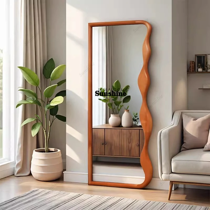 Vintage full-length mirror, bedroom fitting mirror, living room entrance irregular floor-to-ceiling full-length mirror