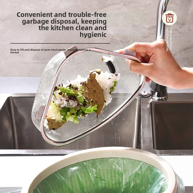 Home Stainless Steel Sink Drain Basket Dishwasher Leftover Food Waste Residue Anti-Clogging Filter Basket