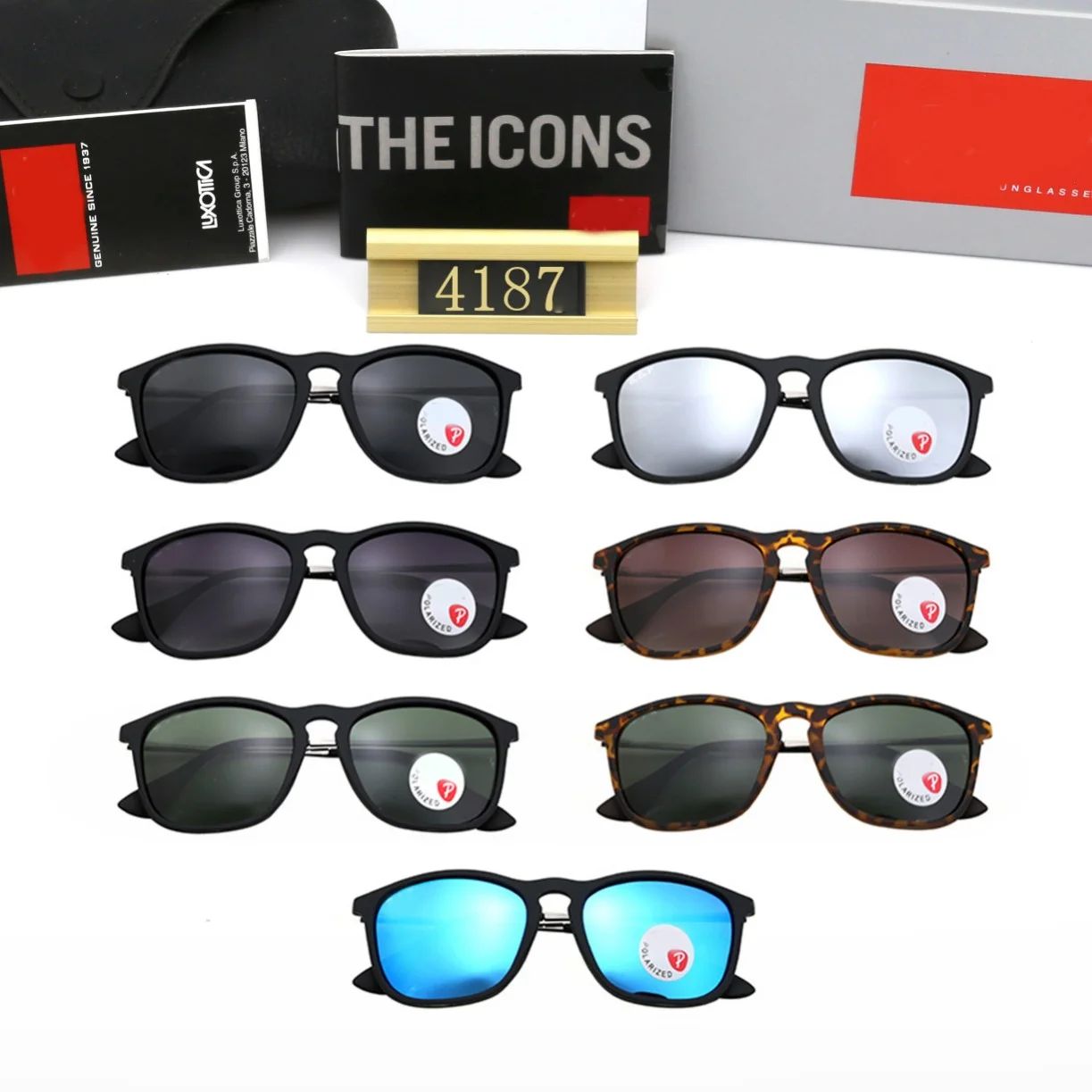 American made high-definition polarized lenses, fashionable retro sunglasses, unisex model: 4187