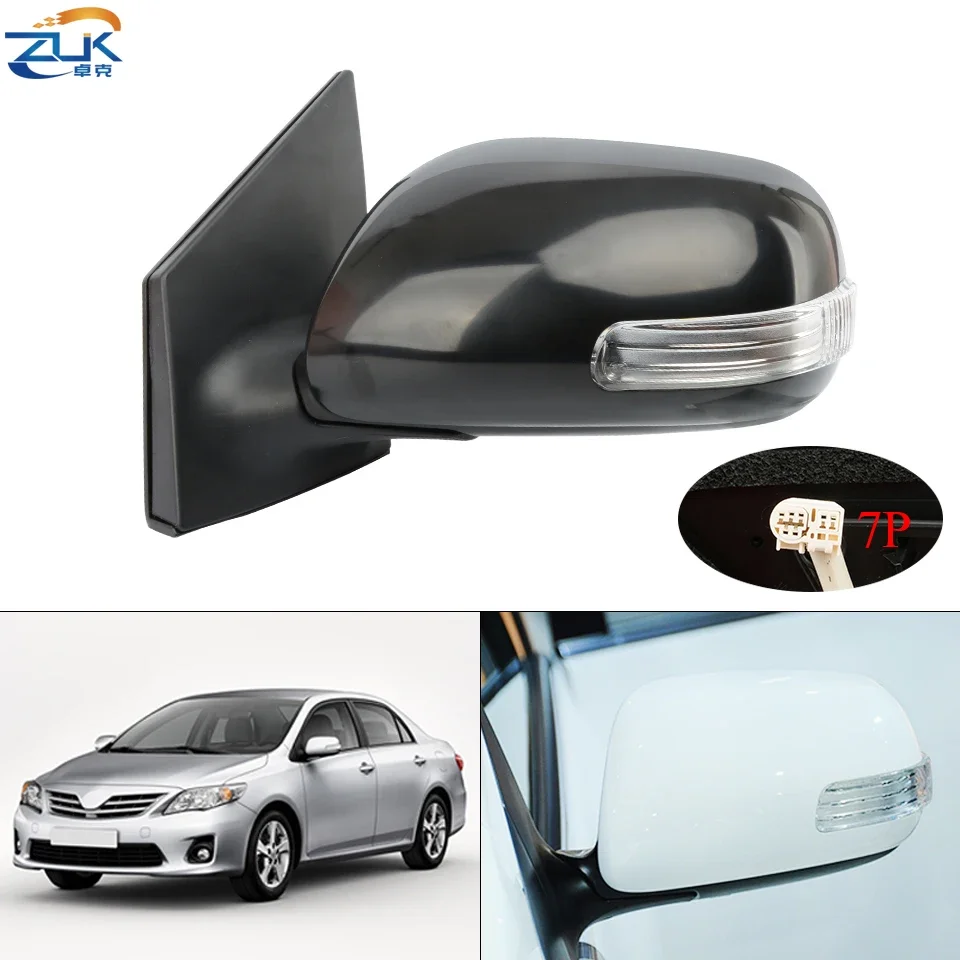 ZUK Left Right Exterior Rearview Mirror Assy For Toyota For Corolla E150 2007-2013 Outer Wing Back Up Mirrorr LED Turn Signal