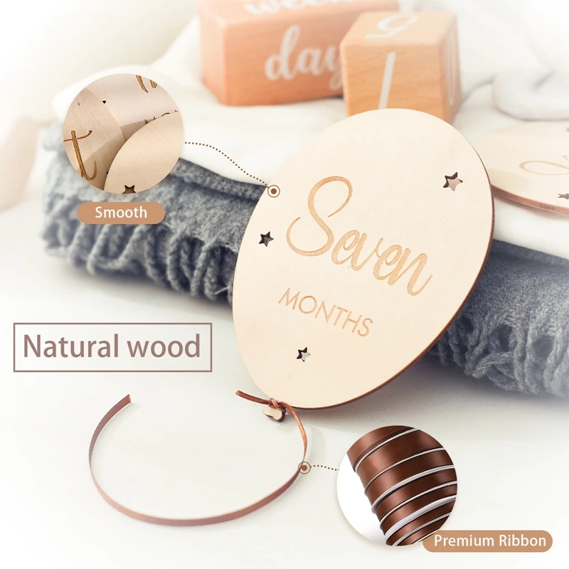 Wooden Ballon Newborn Photography Accessories Newborn Photography Props Wooden Sticker Milestone Baby Accessories Shooting Props