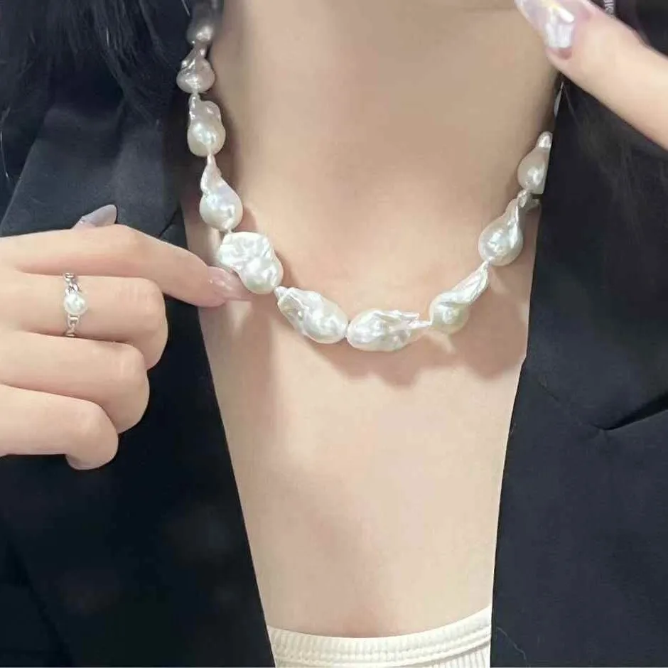 

S925 чистое серебро с пряжкой в форме подковы, высокое качество, отличное жемчужное ожерелье Roc, 12-16 мм, ожерелье из натурального пресноводного жемчуга