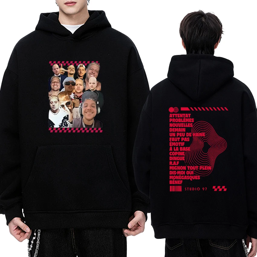 

Hot Rapper Plk Portrait Double Sided Graphic Winter Casual Hoodie Men women vintage hip hop streetwear Unisex Fleece Sweatshirt