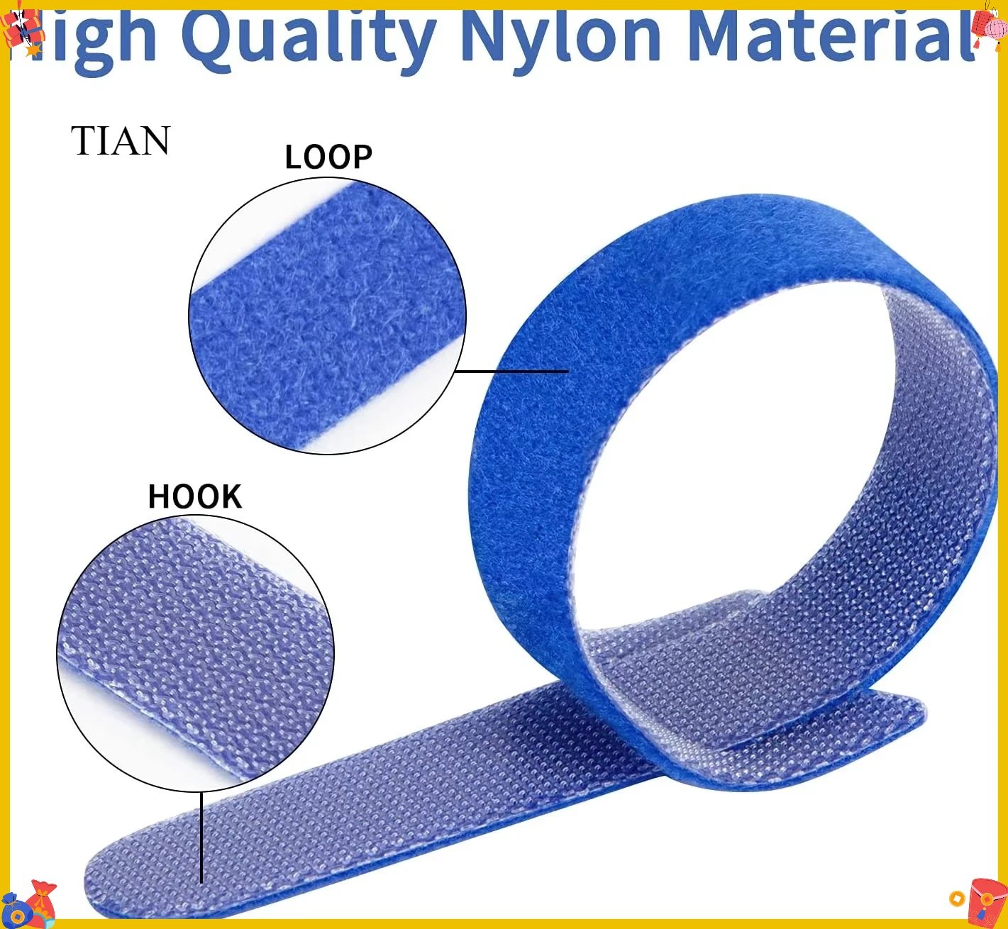 Releasable Cable Ties Colored Nylon Cable ties Strap Hook Loop Wrap Zip Bundle Ties Cable Wire Management