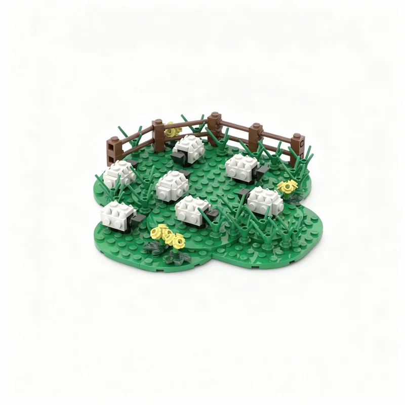 350pcs MOC Creator Field Sheep Model Building Blocks Idea Birthday Education Craft Creative Collection Assemble Art Brick 3D