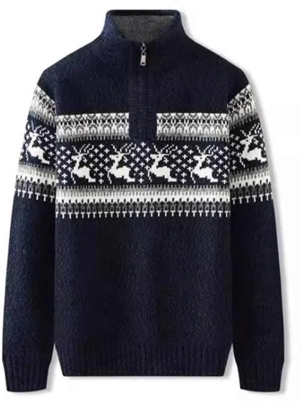 

Men's Winter Thiened Fce Lined Zipper High Collar Knitted Sweater plus Size Big irt Warm Faion Urban Sle Long Sve