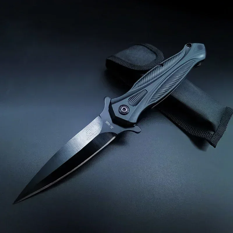 

Уличный складной нож из черной дамасской стали 9CR18MOV, портативный карманный очень острый, спасательный складной инструмент для повседневного использования с футляром