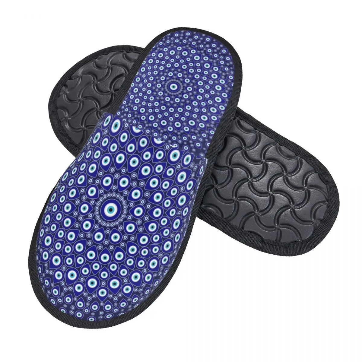 Custom Turkish Evil Eye Circular Cozy Scuff Memory Foam Slippers Women Nazar Tribes Amulet Spa House Shoes