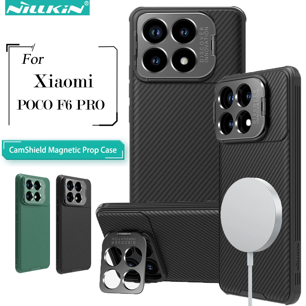 

NILLKIN For Xiaomi Poco F6 Pro MagSafe Case CamShield Prop Magnetic Charging Case Shockproof Lens Holder Back Cover