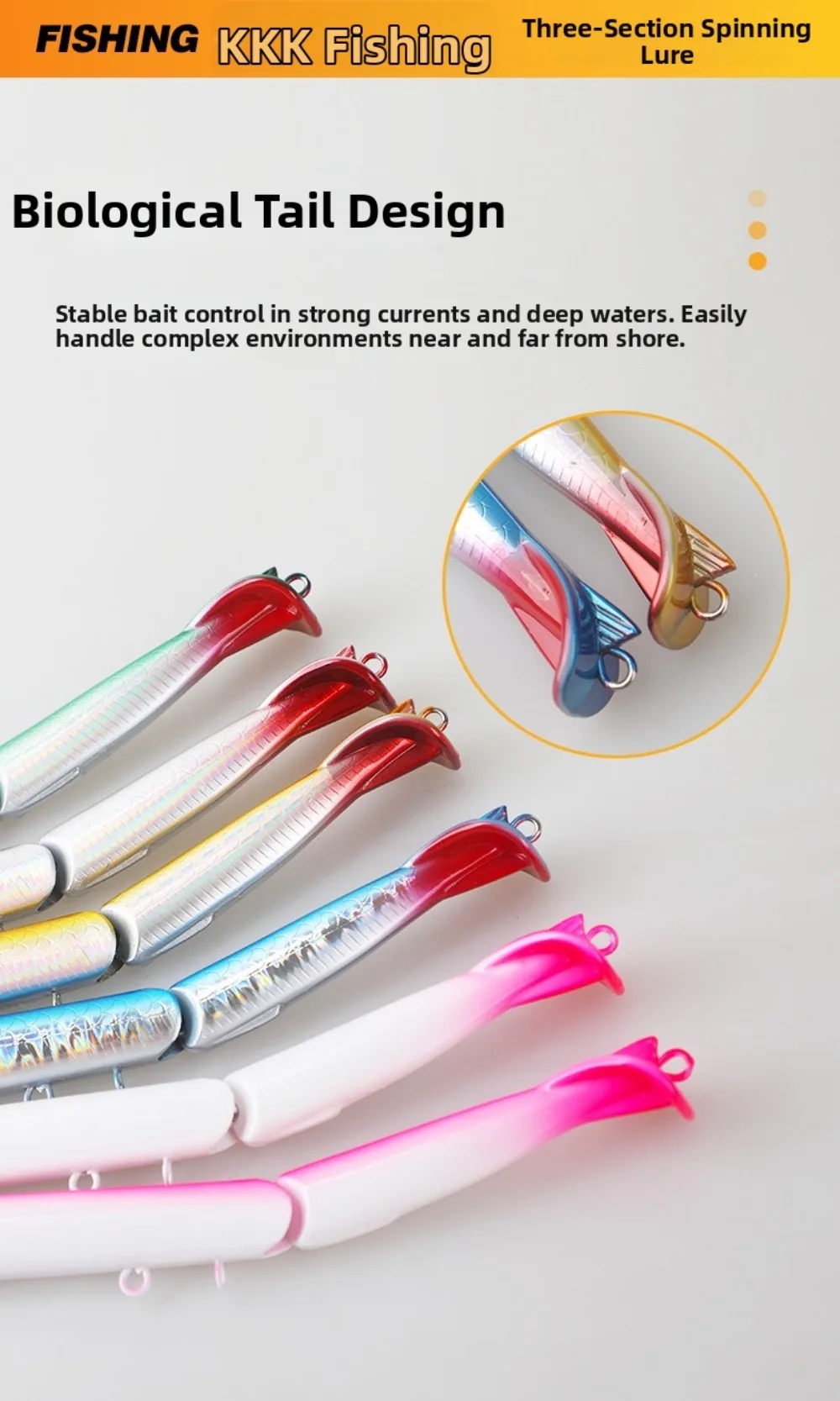 27 cm langer, mehrteiliger Bleistiftköder mit Dreifachhaken-System, 32 g Gewicht, mehrteiliger Angelköder, sinkend, bionische Haut – Detail 8