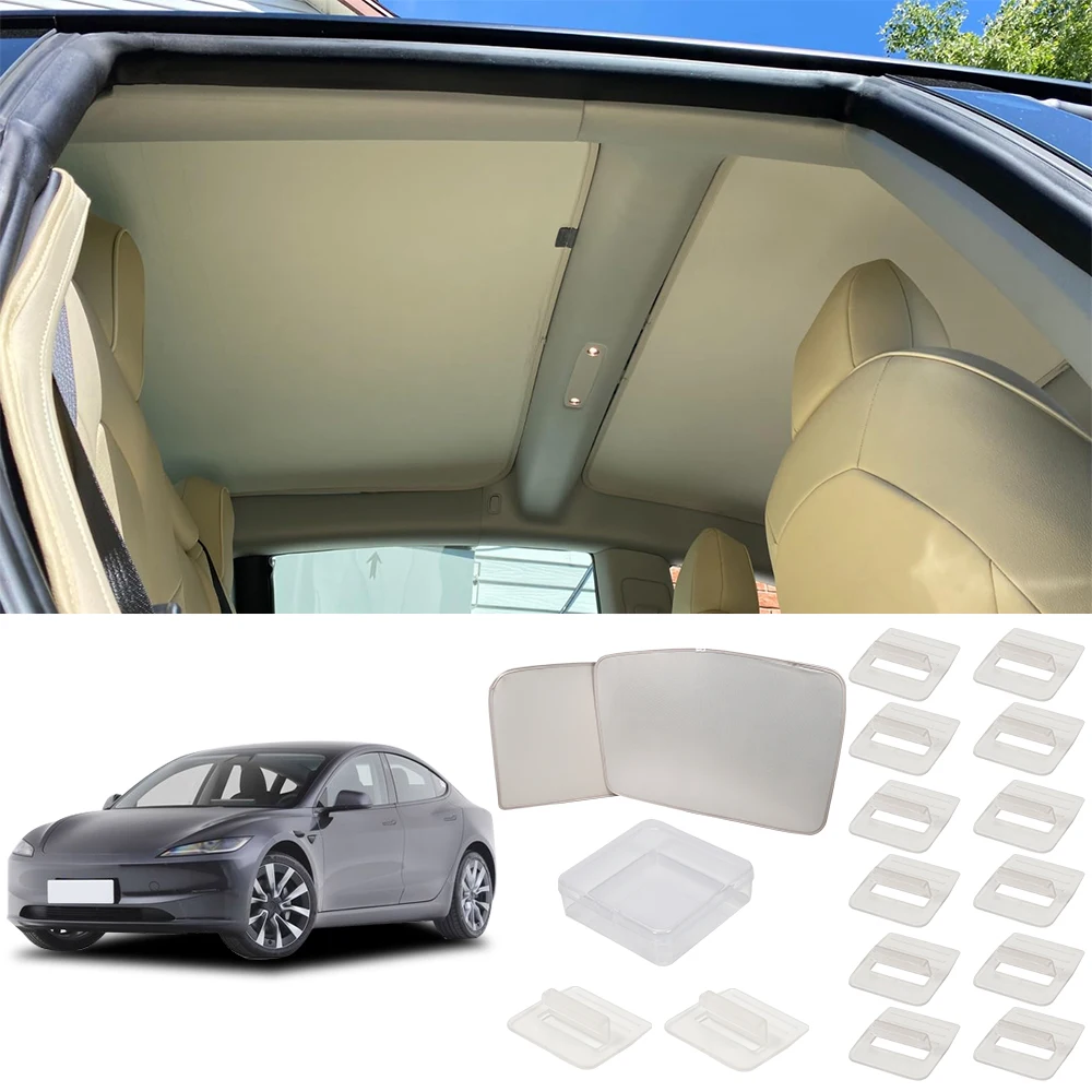 

Roof Sun Shades for Tesla Model Y 2021-2024/Model 3 2021-2023 Ice Cloth Buckle Sunshade Sunroof Window Accessories