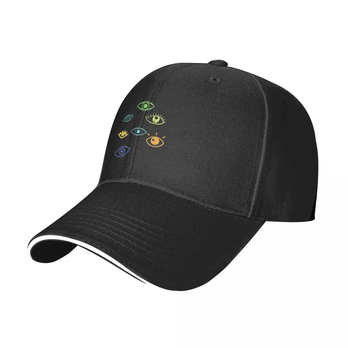 green and Blue and yellow Eyes watching you spooky Mask Baseball Cap Beach Bag Streetwear beach hat Female Men's