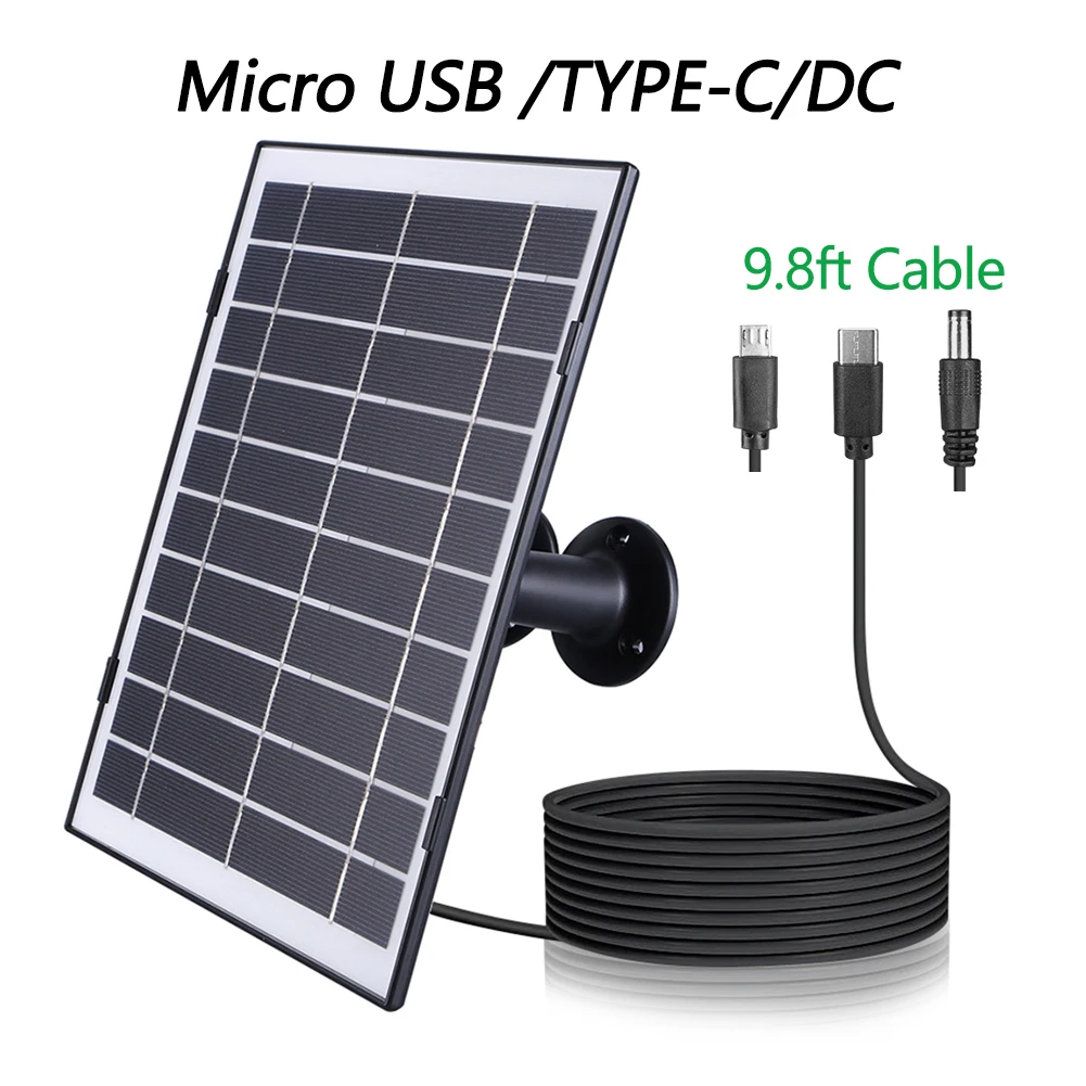 30W Solar Panel for EufyCam/Wyze Security Camera IP65 Waterproof Solar Cell Systems Wall Mount With 9.8ft Charging Cable,1Pack