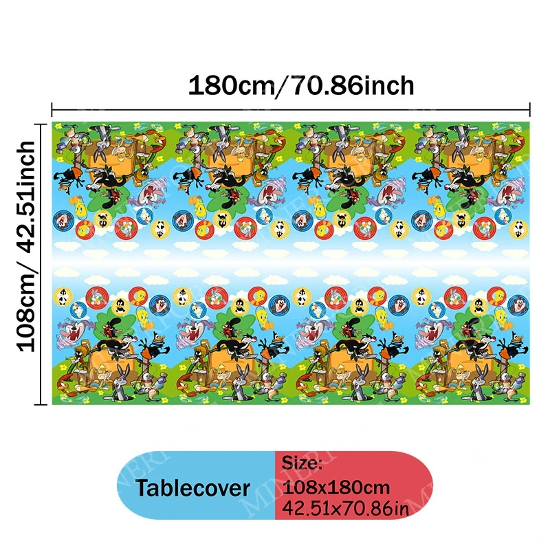 Looney Tunes Tablecloth Rectangle Fiesta Home Decoratio Dining Room Reusable Table Cover Party for Cartoon Bugs Bunny Daffy Duck view 6