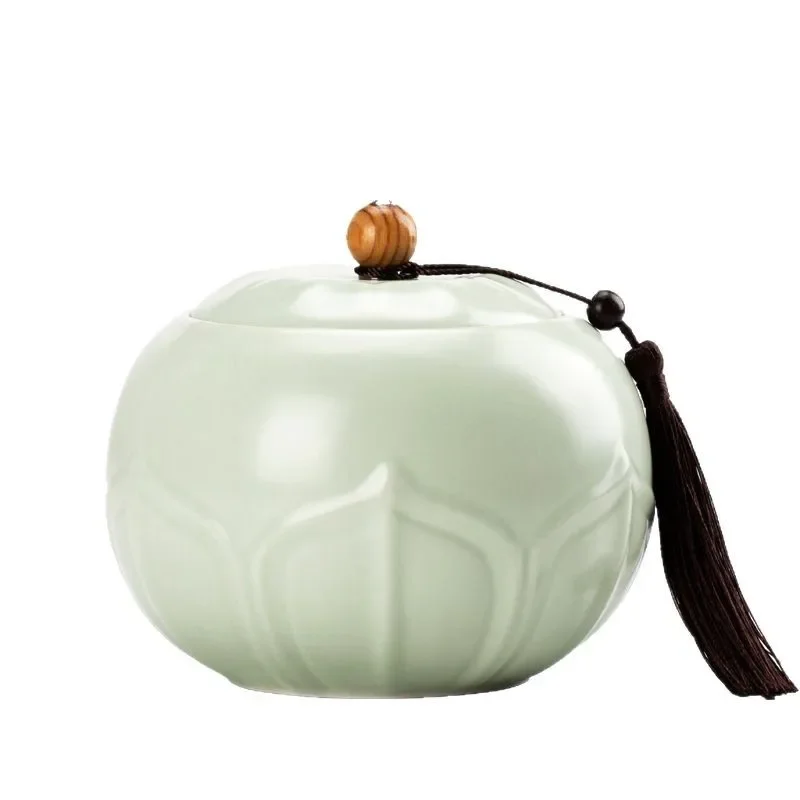 Large-capacity tea storage tank, ceramic moisture-proof sealed jar, small half-catty empty tank.
