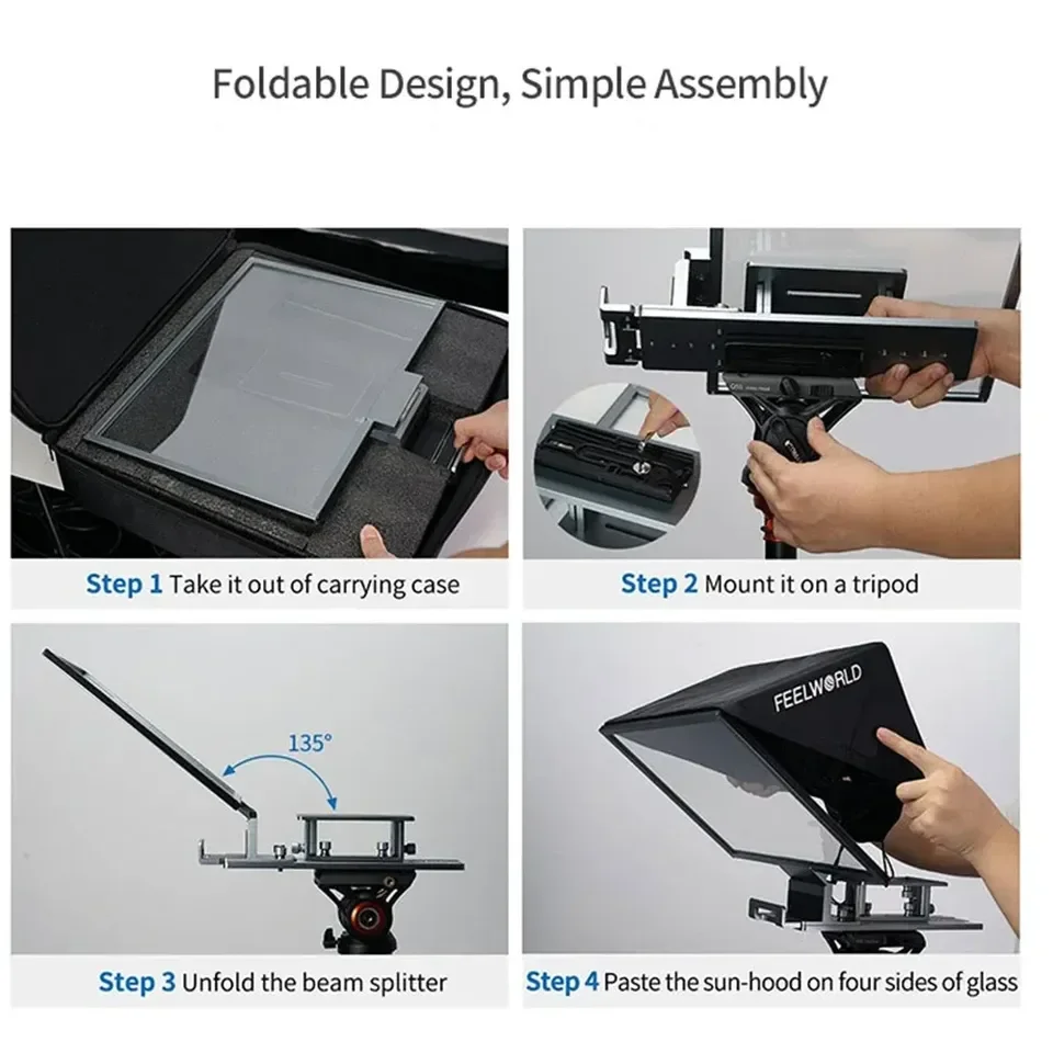 FEELWORLD TP16 16 بوصة ملقن قابل للطي يدعم ما يصل إلى 16 "الكمبيوتر اللوحي الأفقي العمودي Prompting APP التحكم عن بعد حمل