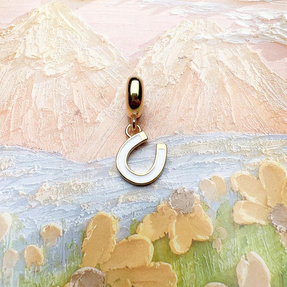 Lucky Horseshoe Golden Charms Europe Fine Jewelry Women Men Talisman Gift In 925 Sterling Silver