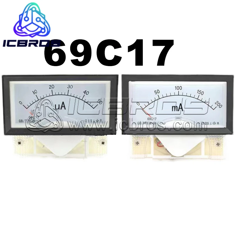 Strumento 69 c17 puntatore MilliaMpere MicroaMpere Meter 50uA 100UA 200UA 50mA 200mA