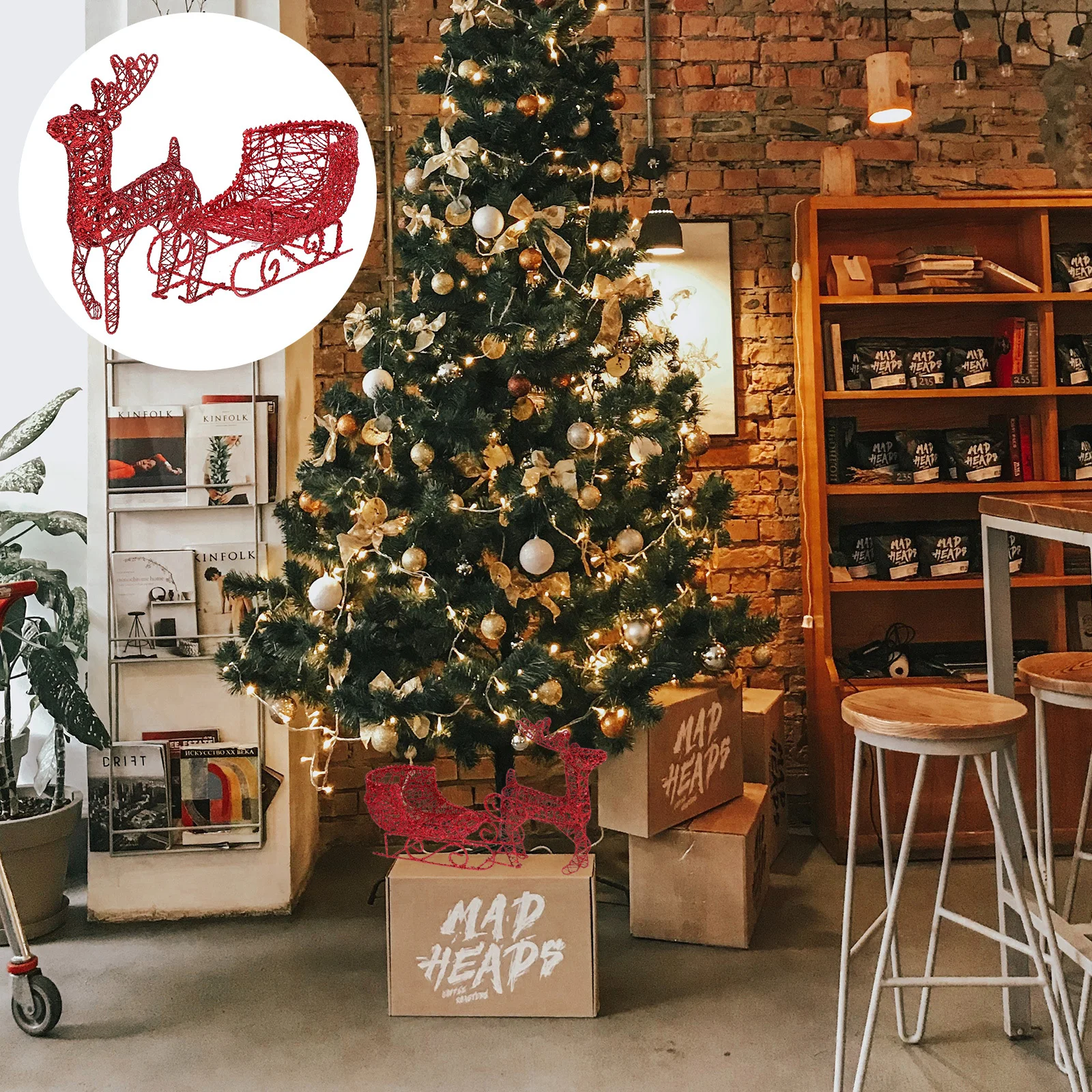 1 مجموعة الرنة و مزلقة مجموعة عيد الميلاد الزينة بهيجة مبهجة ديكور سطح المكتب تخطيط الحفلات ديكور لوازم مهرجان الدعامة