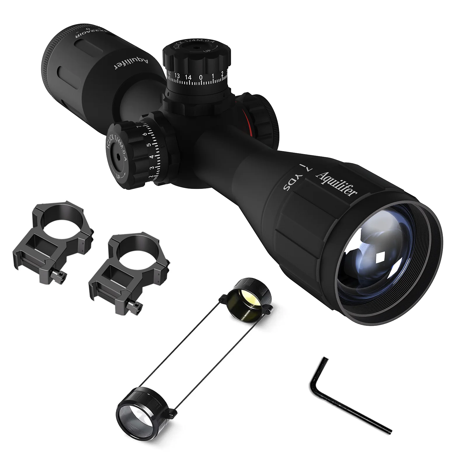 Aquilifer منظار صيد 4x32 AO إضاءة حمراء خضراء 295غ إبتكار تصميم قفل لـ 22LR Rimfire AR AK مع حلقات مشمولة #2