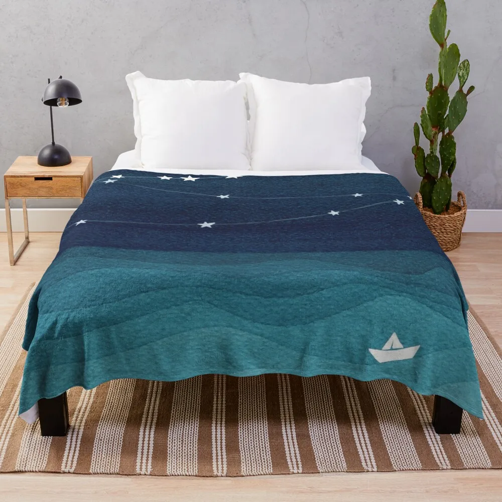 

Garland of stars, teal ocean Throw Blanket Plaid decorative heavy to sleep Blankets