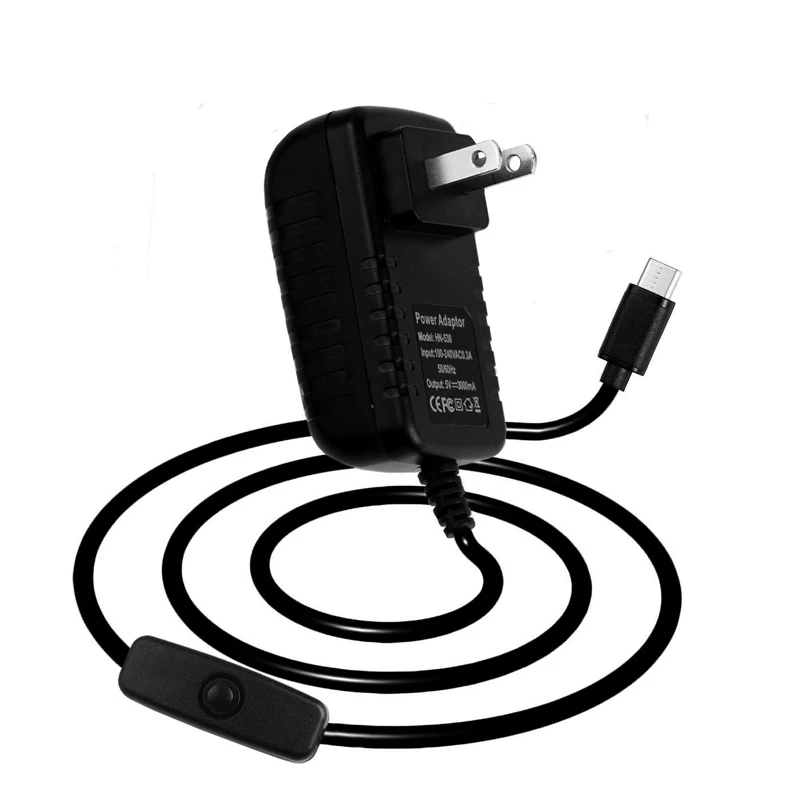 

Адаптер питания Raspberry Pi 4B 5 В, 3 А, интерфейс USB-C, зарядное устройство с переключателем и кнопкой