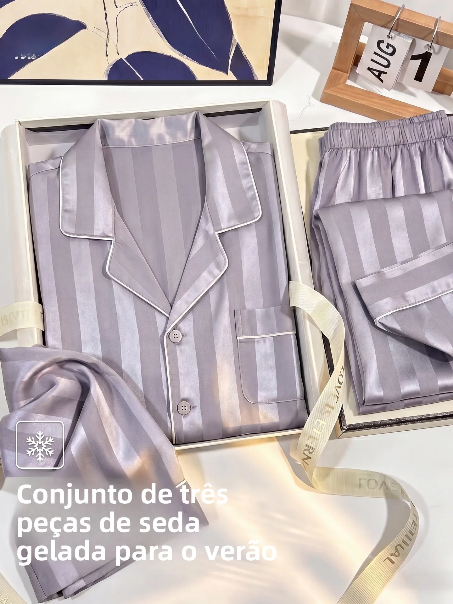 men's-ice-silk-sleepwear-three-piece-set-short-sleeve-shorts-pants-true-silk-dad-gift-box-man-summer-cool-breathable-home