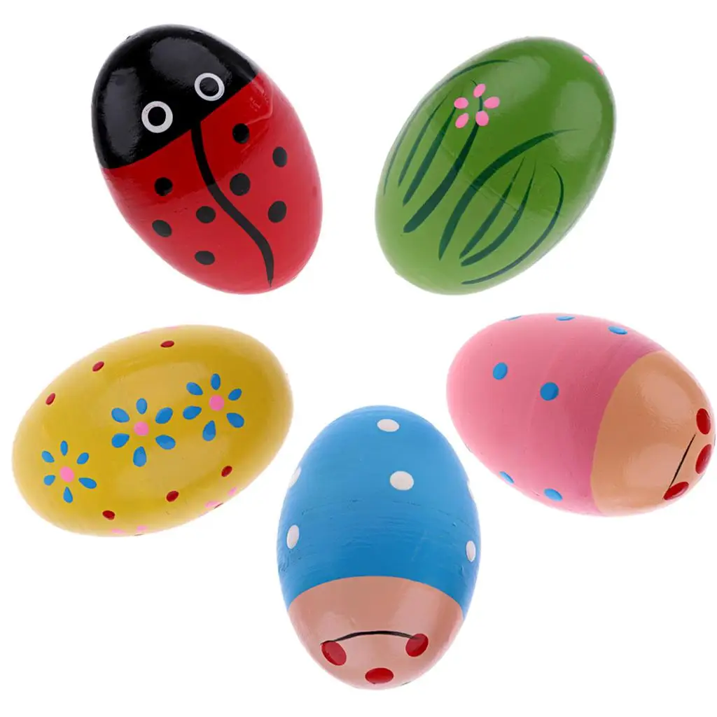 Egg Maracas Environmental Protection Hand Shaker Wood Instrument Shaker for Infant Classroom Music